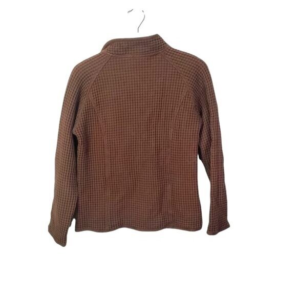 CABELA'S Womens Jacket Small Waffle Knit Brown Zipper‎ Neck 100% Cotton Collar - Picture 3 of 10